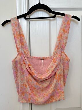 Free People Endless Love Floral Cropped Smocked Back Tank Top